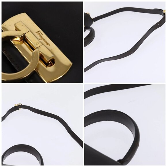 Salvatore Ferragamo Gancini Hand Bag Leather 2way Brown Gold Auth 147511 - Picture 16 of 16